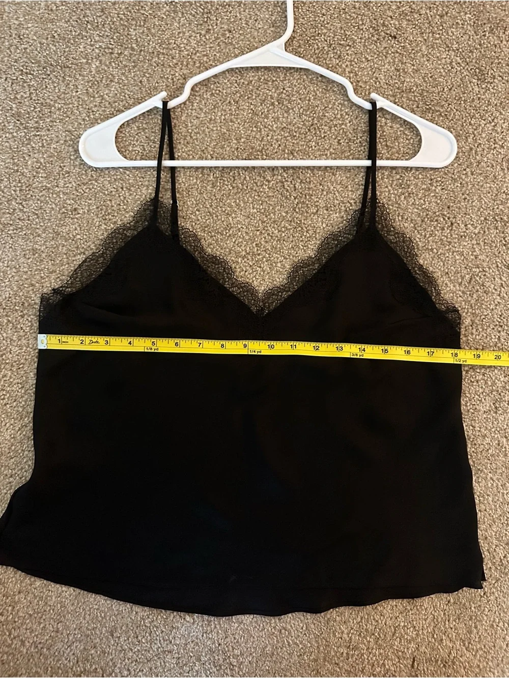 Victoria's Secret Black Satin Cami with Lace Trim